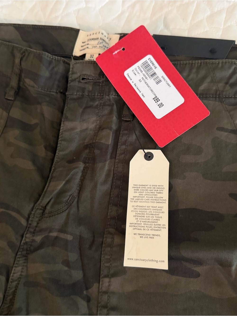 NWT Sanctuary Olive Green Camo Trousers